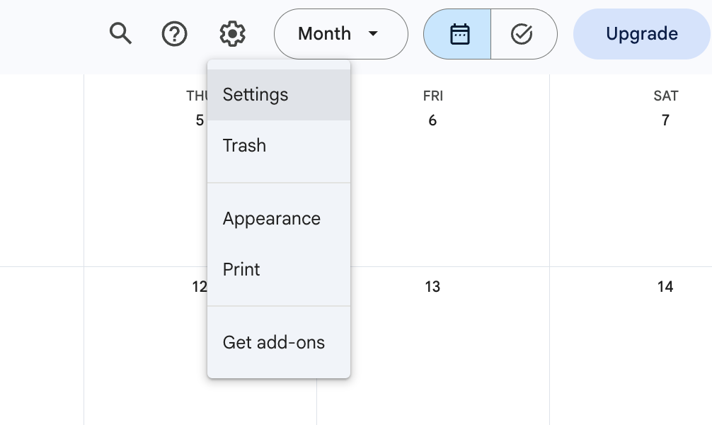 Google Calendar - Settings